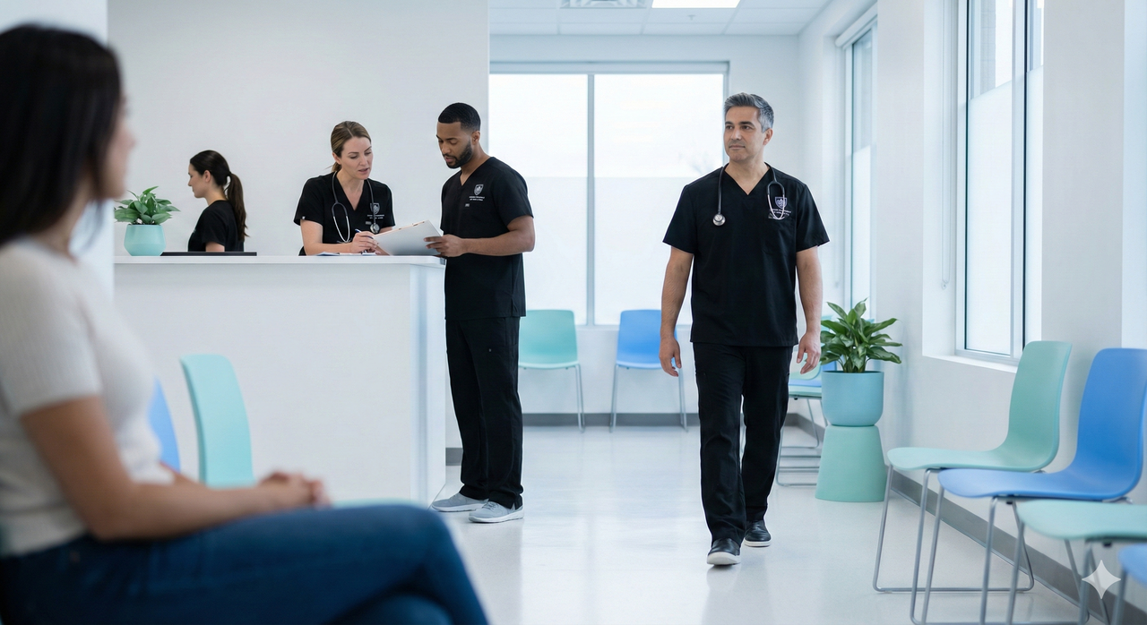 Equipo médico en negro